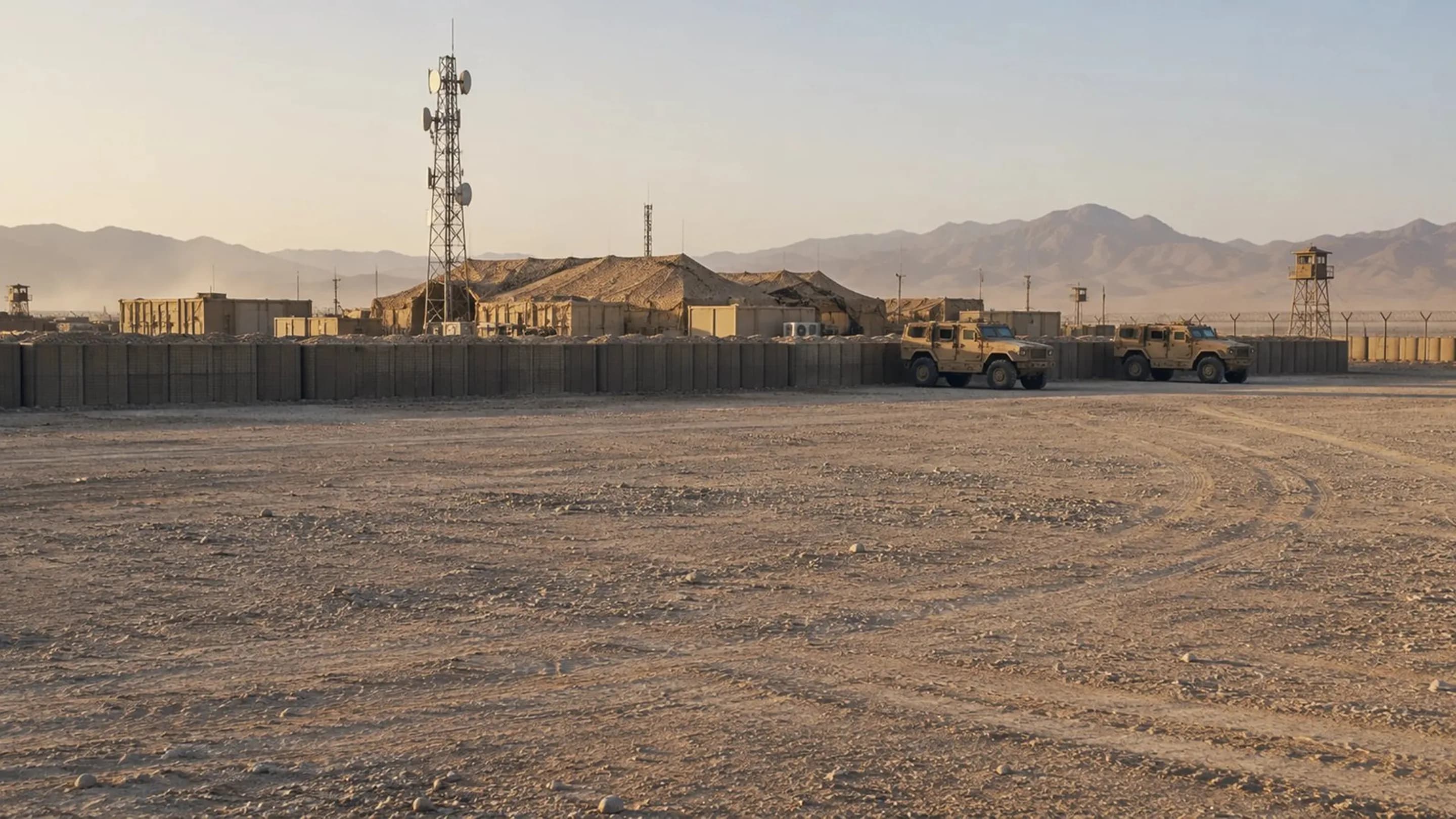 Integrity iGen, Guardian, iGuard and ISLT mobile solar power and surveillance units deployed at a desert forward operating base